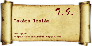 Takács Izaiás névjegykártya